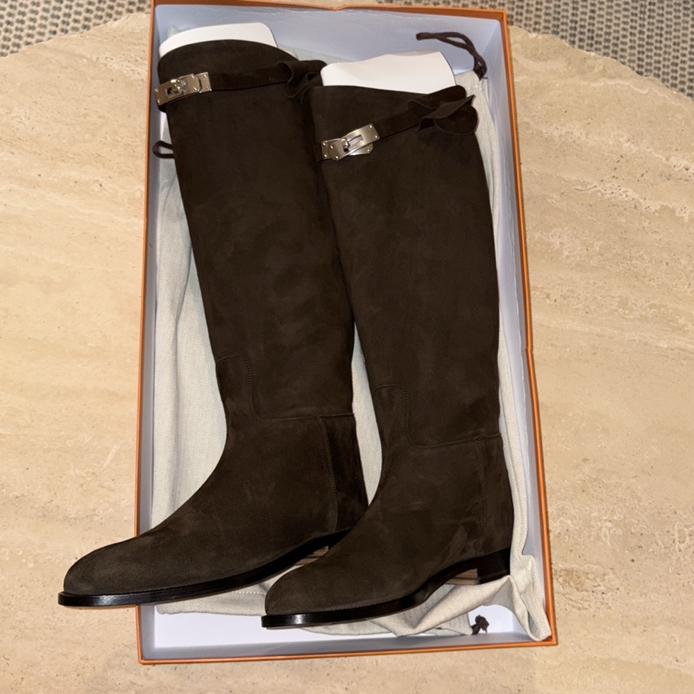 Hermès Suede Jumping Boot - Écorce (brown)